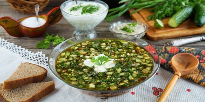 Окрошка с солёными грибами и квашеной капустой - на квасе