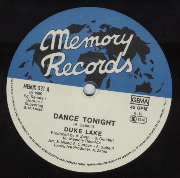 Duke Lake - dance tonight (12'' version)
