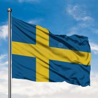 Flag-sweden-waving-wind-against-white-cloudy-blue-sky-swed