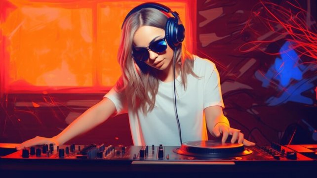 Dj-woman-having-fun-playing-music-club-party-generative-ai-i