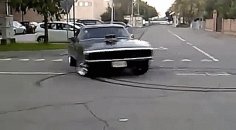 Black 1970 Dodge Charger Burnout