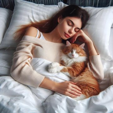 Women-cat-sleeping-together-white-bed 942736-1319