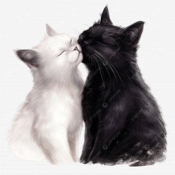 Pngtree-black-cat-and-white-cat-in-love-png-image 14877377