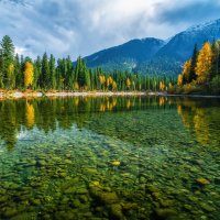 Mountains-trees-forest-water