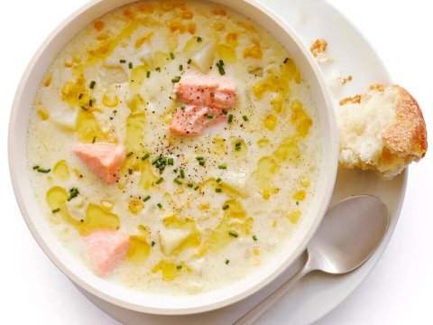 Сырный суп с сёмгой.