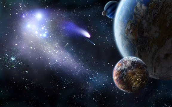 Planet-and-comet-in-space 1920x1200