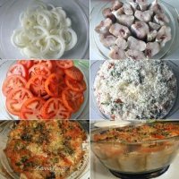 Рыба, запечённая с помидорами и сыром