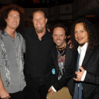 Brian May of Queen with James Hetfield L