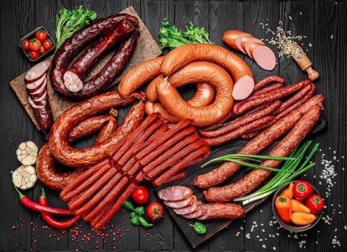 Set-of-different-types-of-smoked-sausages-assortment-of-saus
